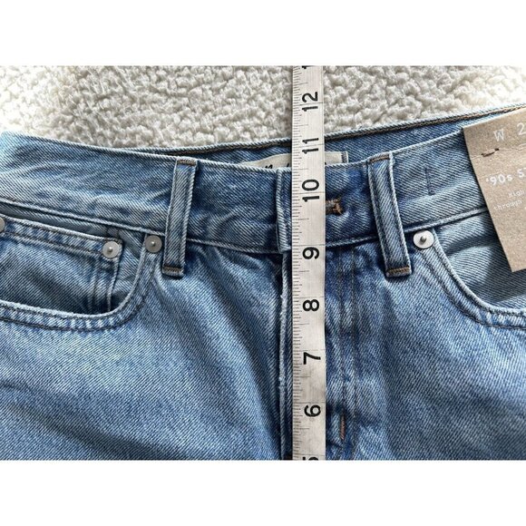Madewell The'90s Straight Jean in Revoir Wash Ripped Raw Hem Size 25 Petite - Picture 11 of 13